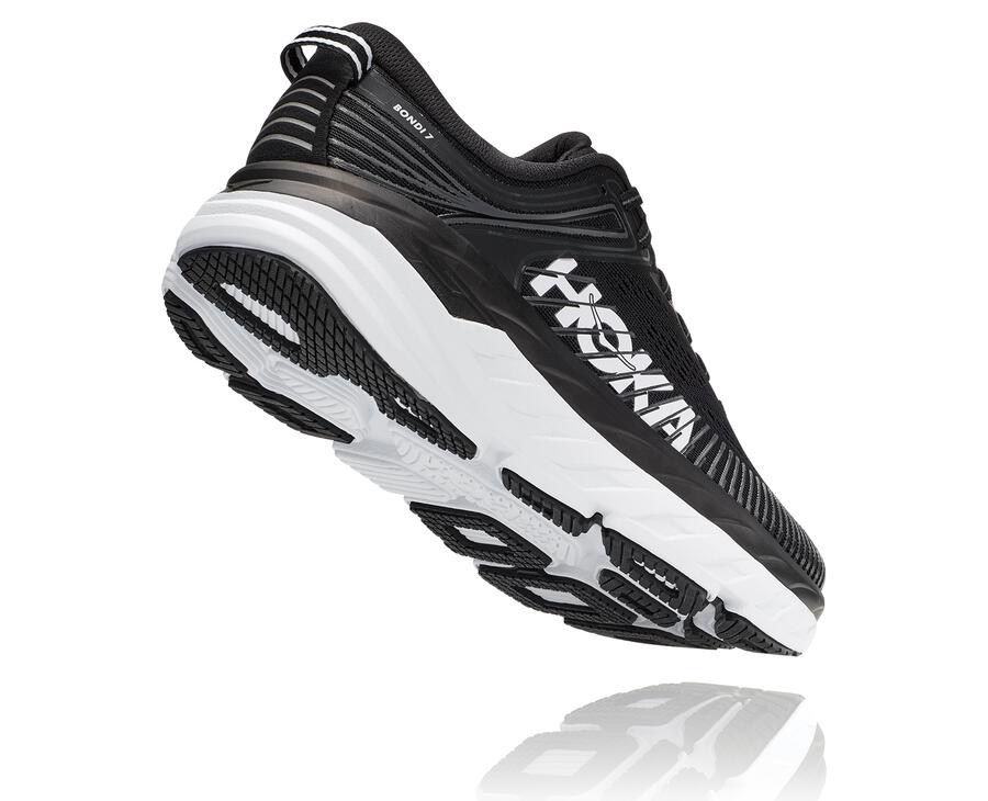 Hoka One One Running Shoes Womens Black/White - Bondi 7 - 16352ZRVW